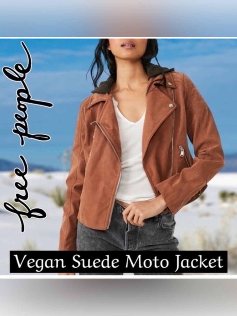 We The Free Brown Vegan Suede Moto Jacket - Harriett